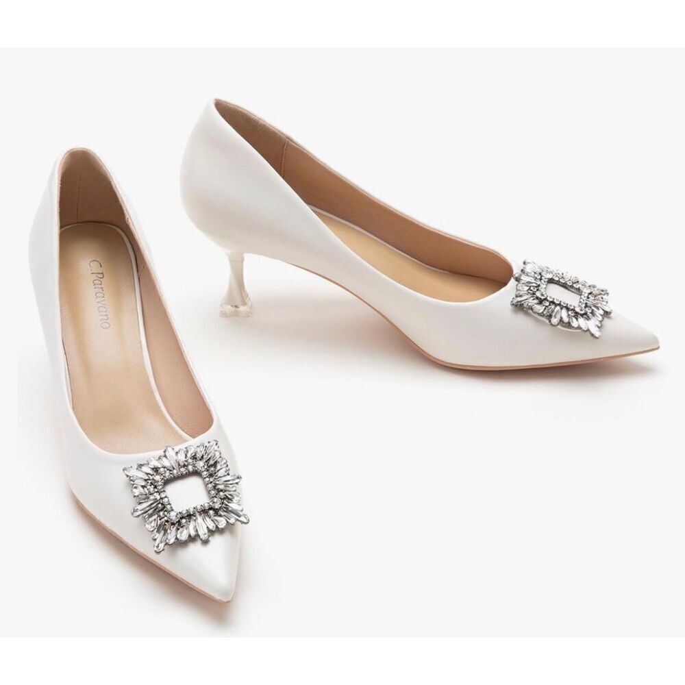 C.Paravano Women's Pumps I Pointed Toe Kitten Heel I Closed Toe Dress Pump